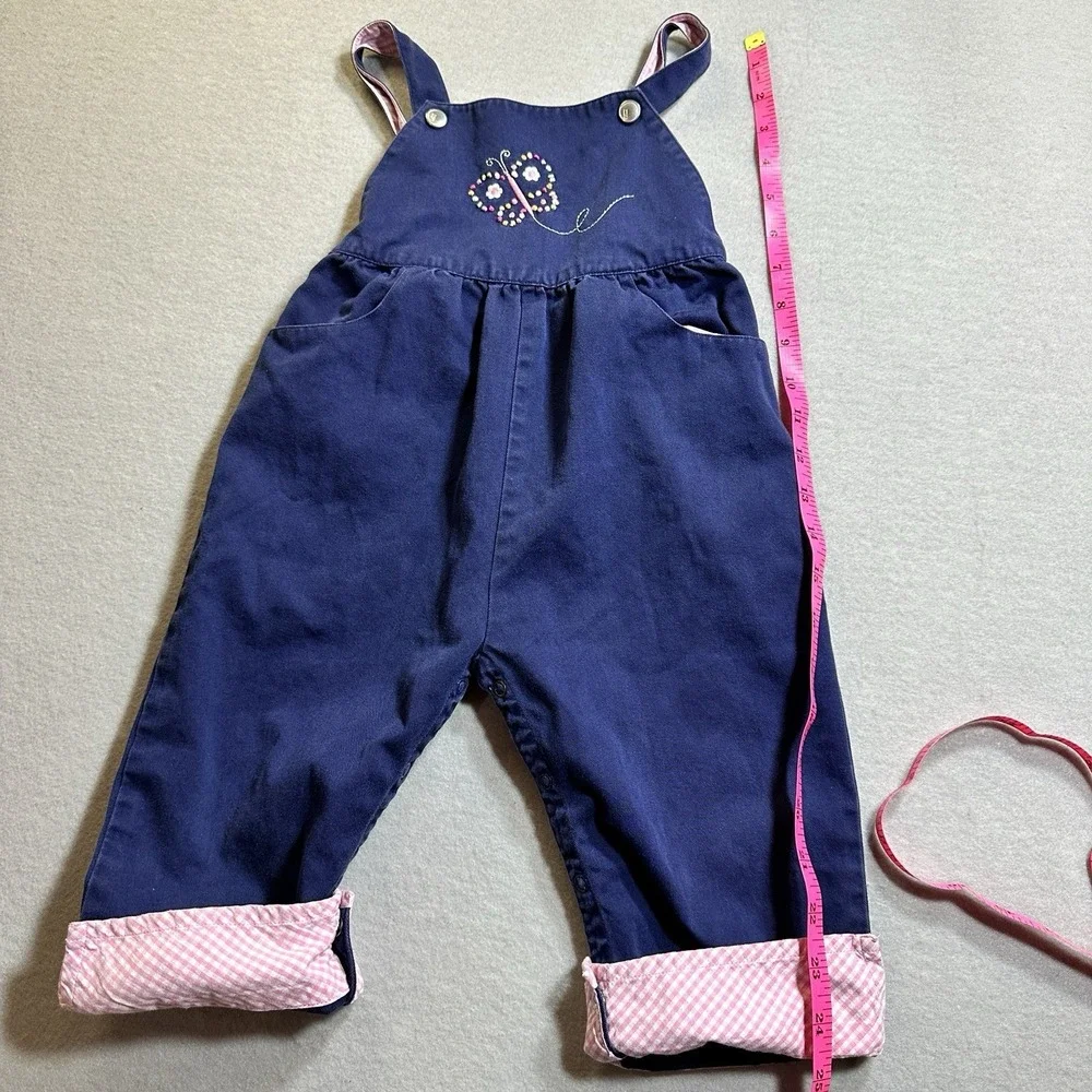 Vintage Gymboree Flower Power Embroidered Overalls Girls 18-24 Month Cottage